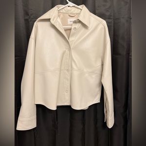 Babaton Pelli hip vegan leather jacket- matte pearl